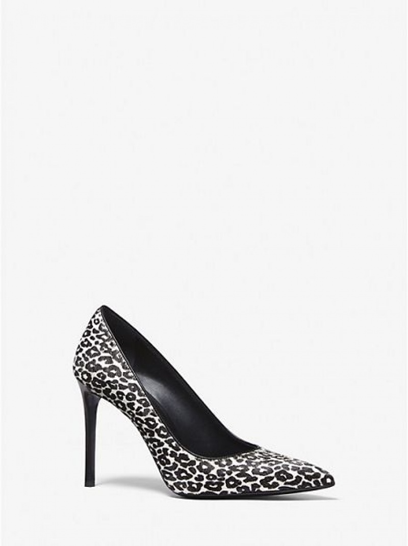 Dámské Lodičky Michael Kors Gretel Leopard Print Calf Hair Černé Bílé | 936127-BKJ