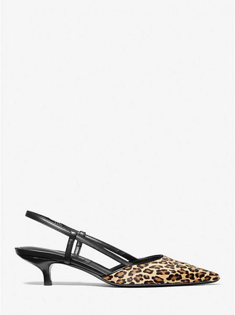 Dámské Lodičky Michael Kors Hallie Leopard Print Calf Hair Hnědé | 761320-URJ