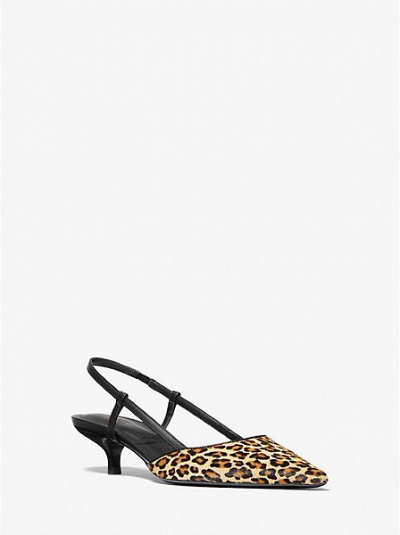 Dámské Lodičky Michael Kors Hallie Leopard Print Calf Hair Hnědé | 761320-URJ