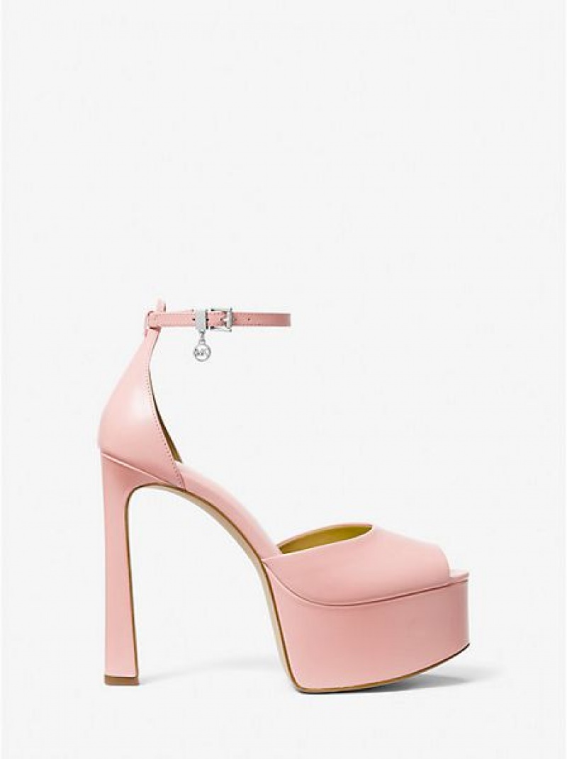 Dámské Lodičky Michael Kors Martina Læder Peep-toe Platformy Růžové | 048692-ZGU