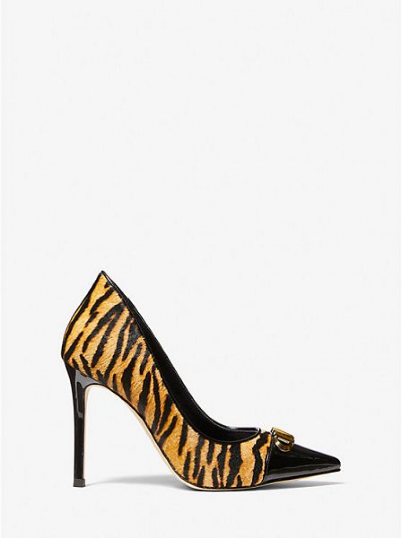 Dámské Lodičky Michael Kors Parker Tiger Print Calf Hair And Læder Žluté Černé | 703621-RKM