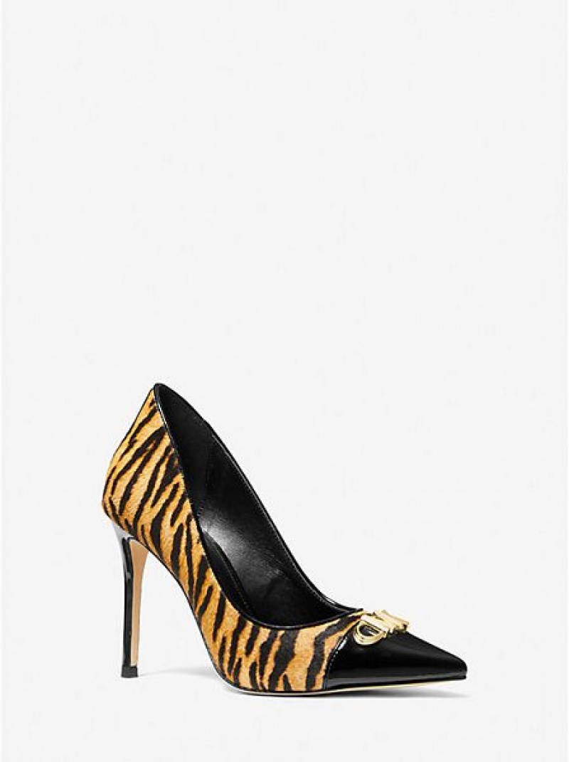 Dámské Lodičky Michael Kors Parker Tiger Print Calf Hair And Læder Žluté Černé | 703621-RKM