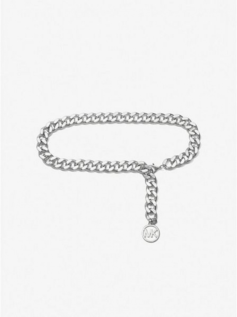 Dámské Pásky Michael Kors Logo Silver-tone Chain-link Stříbrné | 423518-VOY