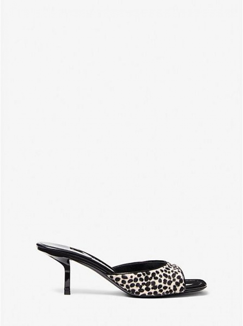 Dámské Sandály Michael Kors Anita Ocelot Print Calf Hair Bílé | 928567-CUE