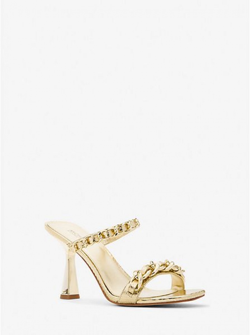 Dámské Sandály Michael Kors Clara Embellished Metallic Snake Embossed Læder Zlaté | 365027-HPV