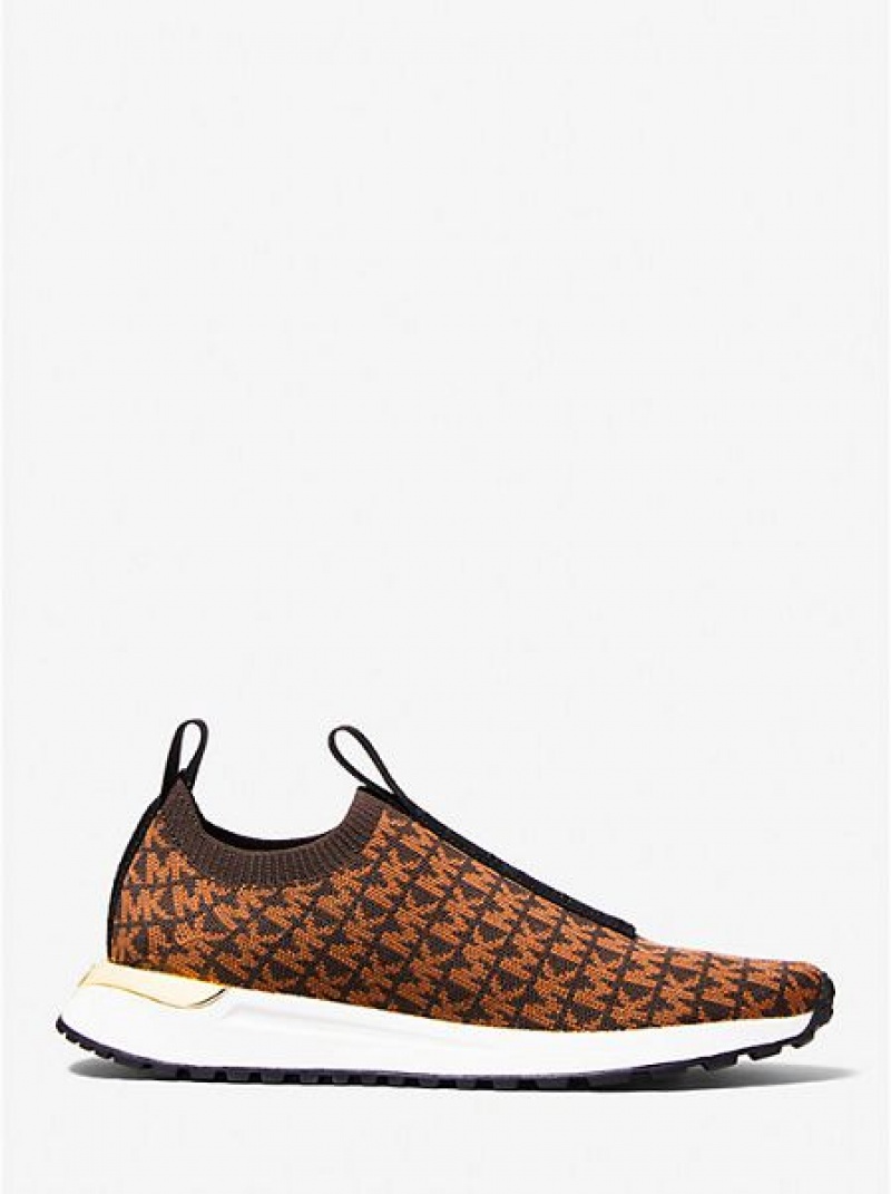 Dámské Slip On Tenisky Michael Kors Bodie Logo Jacquard Hnědé | 415039-SBK