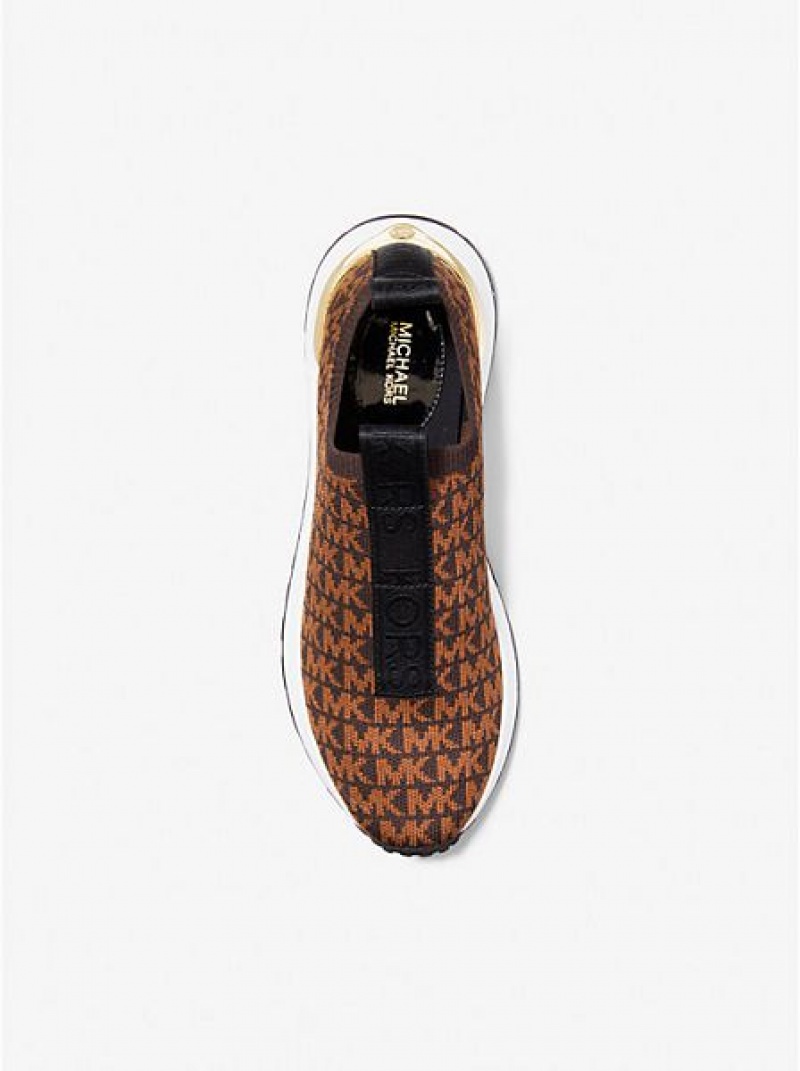 Dámské Slip On Tenisky Michael Kors Bodie Logo Jacquard Hnědé | 415039-SBK