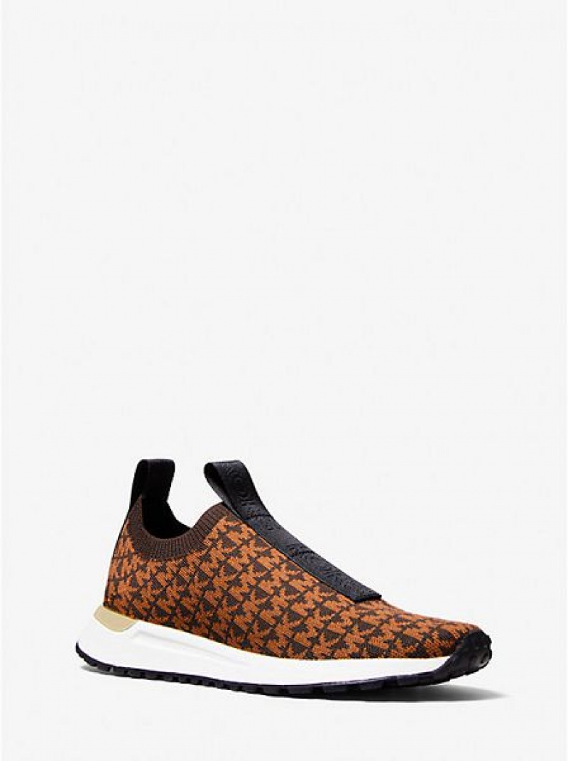 Dámské Slip On Tenisky Michael Kors Bodie Logo Jacquard Hnědé | 415039-SBK