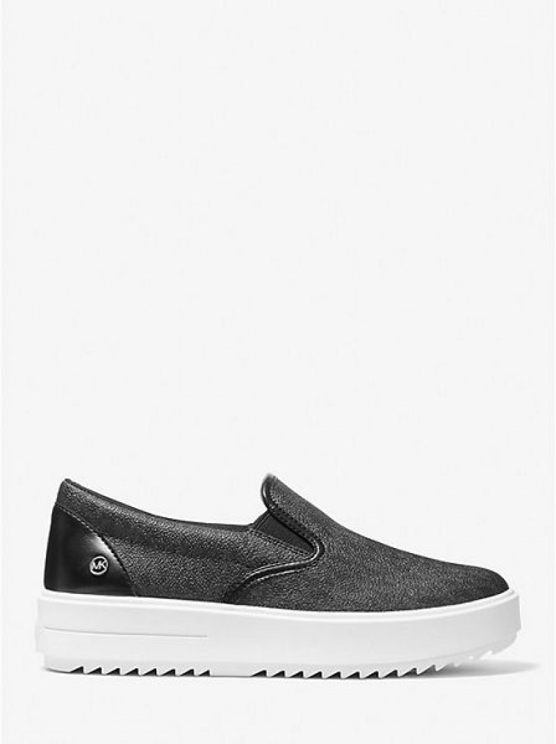 Dámské Slip On Tenisky Michael Kors Emmett Logo Černé | 430972-WFE