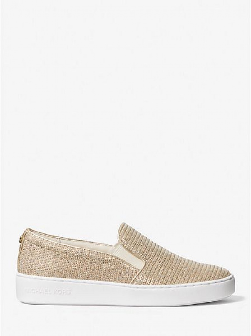 Dámské Slip On Tenisky Michael Kors Keaton Glitter Chain Mesh Zlaté | 410583-FYL