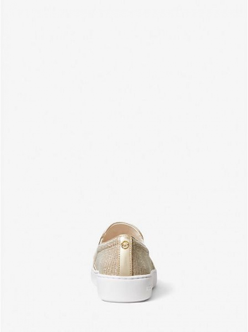 Dámské Slip On Tenisky Michael Kors Keaton Glitter Chain Mesh Zlaté | 410583-FYL