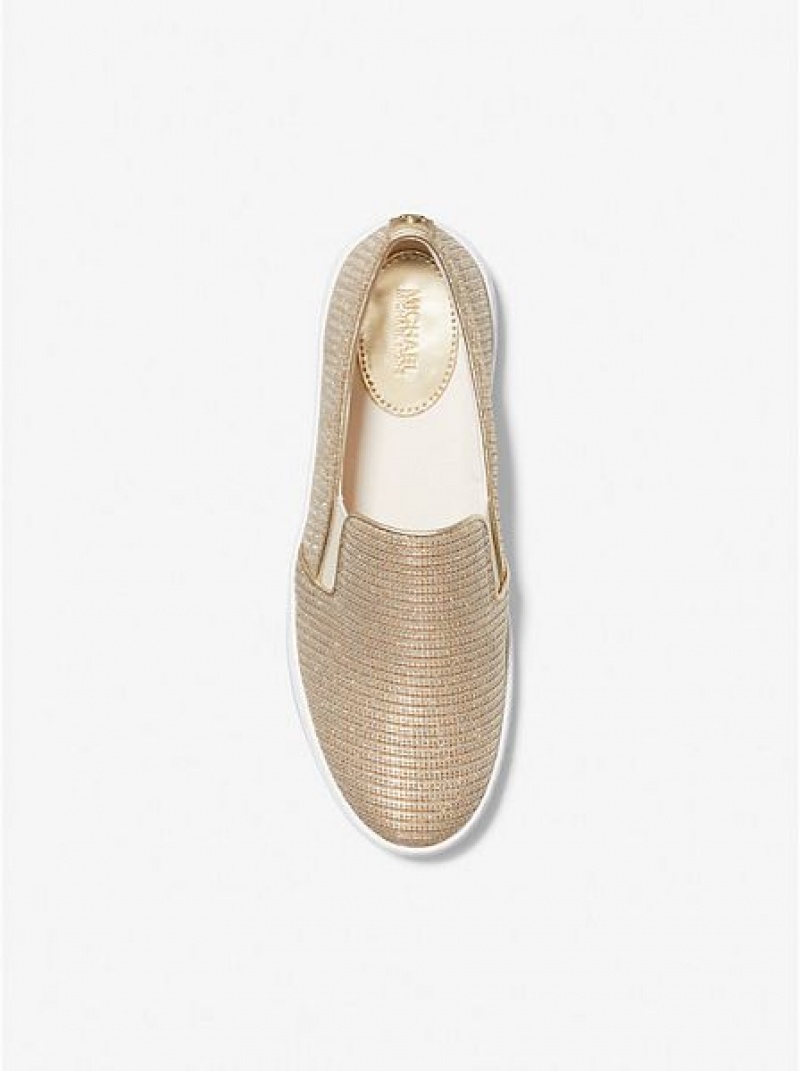 Dámské Slip On Tenisky Michael Kors Keaton Glitter Chain Mesh Zlaté | 410583-FYL