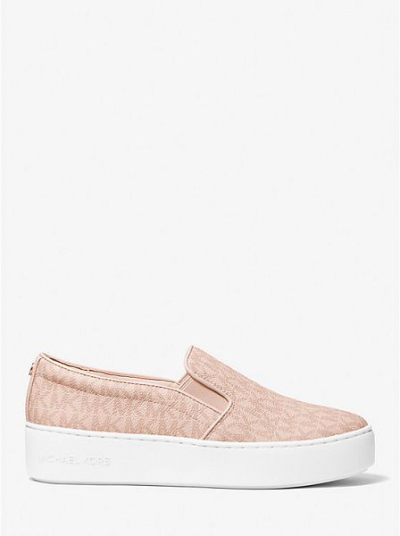 Dámské Slip On Tenisky Michael Kors Trent Logo Koralove Bílé | 284957-FRP