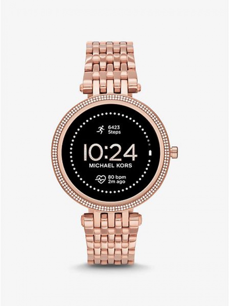 Pánské Hodinky Michael Kors Gen 5e Darci Pave Smart Růžové Zlaté | 432856-CIV