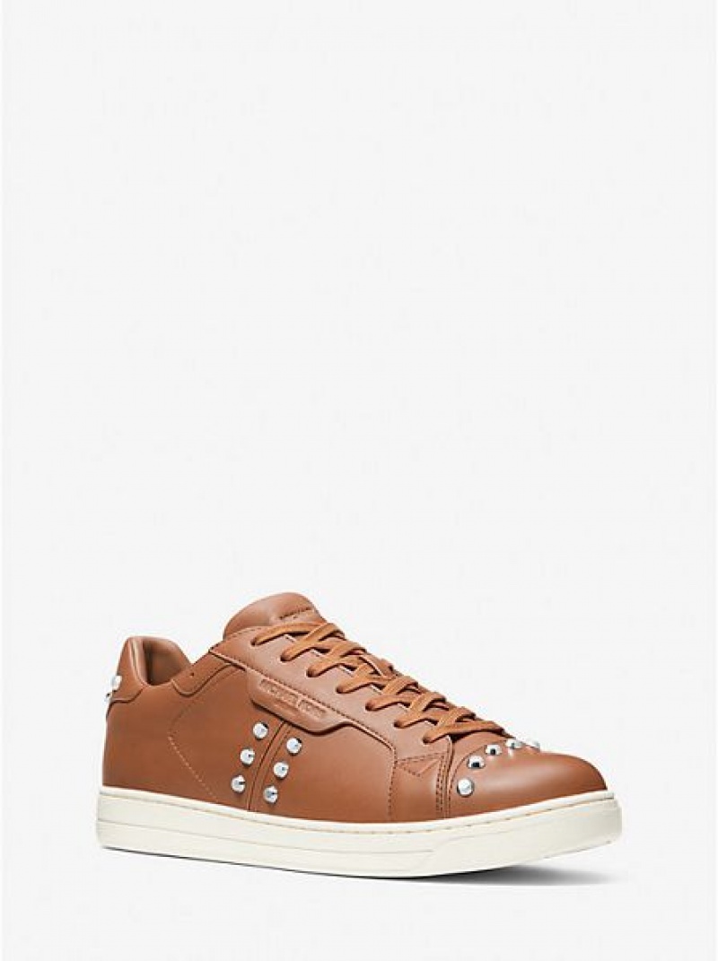 Pánské Tenisky Michael Kors Keating Studded Læder Hnědé Bílé | 280495-YDW